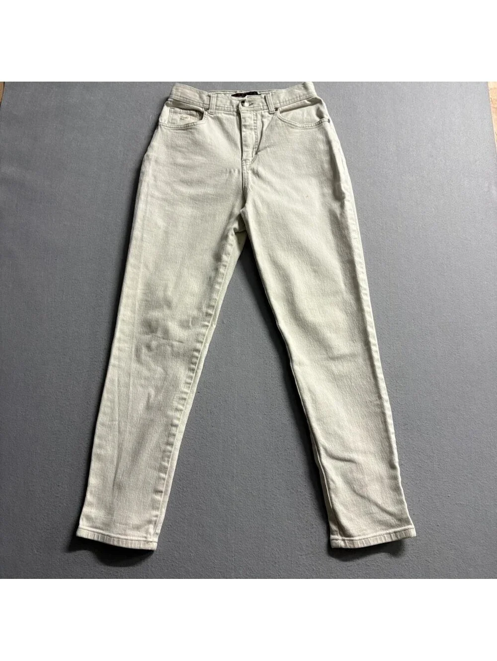 Gloria Vanderbilt Stretch Jeans Womens 10 Petite Beige Denim High Rise Straight
